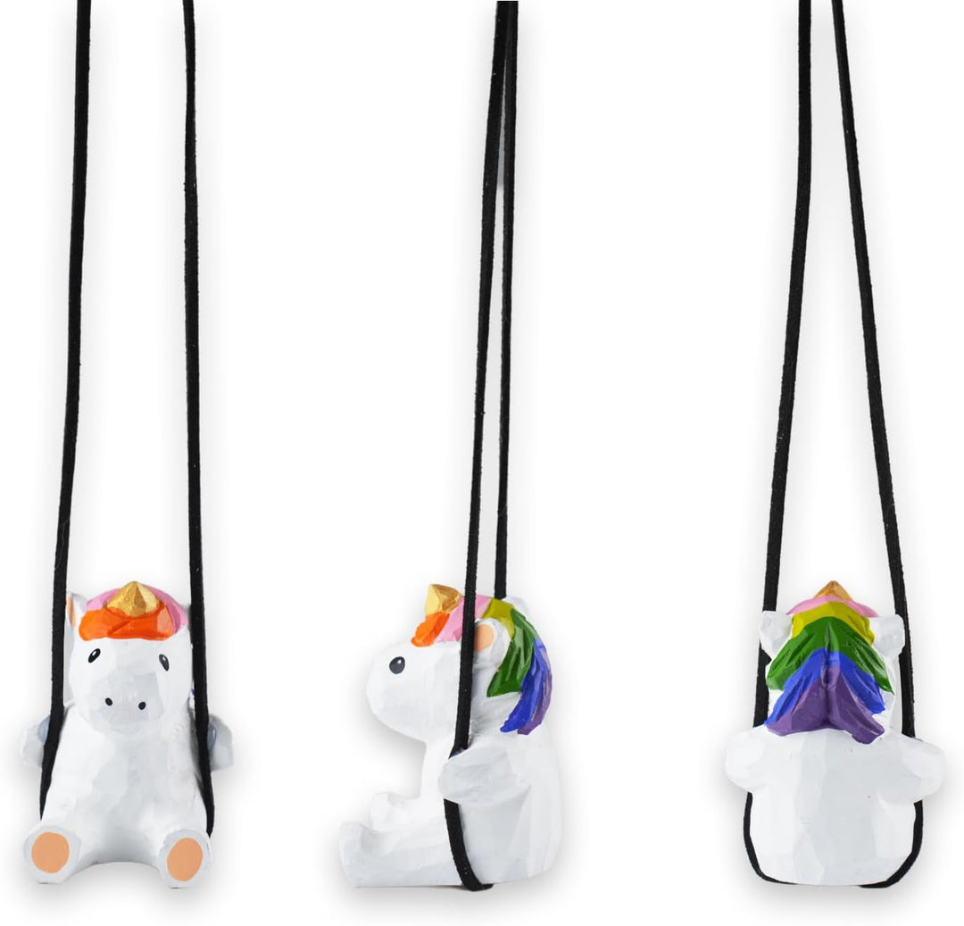 VIPbuy 100% handgemachtes hölzernes schwingendes Einhorn Auto hängendes Ornament - Niedliches handge