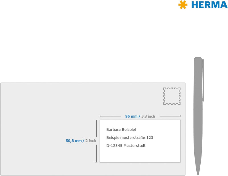 HERMA 10307 Universal Etiketten ablösbar, 100 Blatt, 96 x 50,8 mm, 10 Stück pro A4 Bogen, 1000 Aufkl