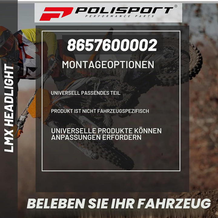 Polisport 8657600002 - LMX-Scheinwerfer aus Polypropylen mit Halogenlampe, kompatibel mit allen Moto