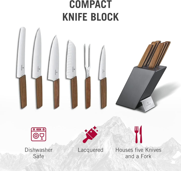 SwissModern Messerblock, 6-teilig, Buchenh., anthr. lack., H.34cm