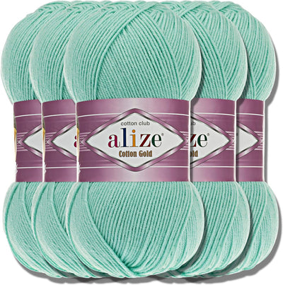 Alize 5 x 100g Cotton Gold Türkische Premium Wolle Baumwolle und Acryl Handstrickgarne | Garn | Yarn