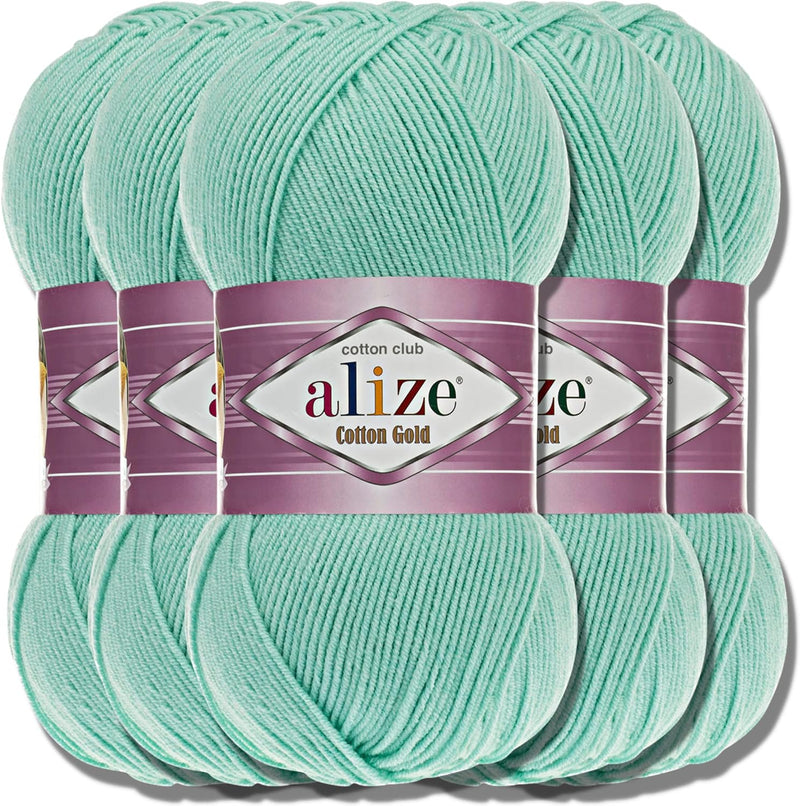 Alize 5 x 100g Cotton Gold Türkische Premium Wolle Baumwolle und Acryl Handstrickgarne | Garn | Yarn