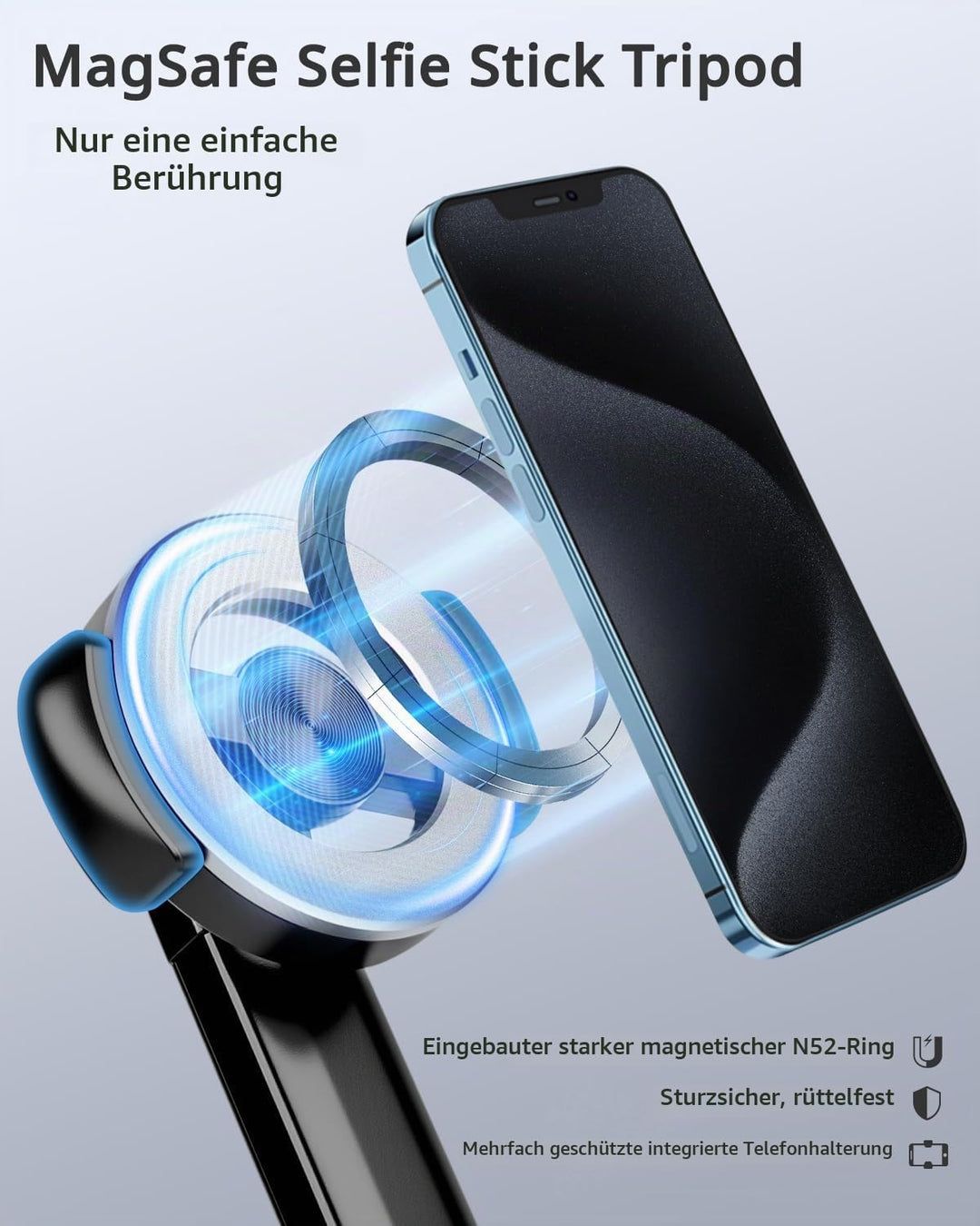 Victiv Stark Magnet iPhone Stativ, 180cm Magnetisches Handy Stativ mit Erdspiess mehr Stabilität für
