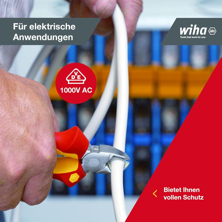 Wiha Zangen Set für Elektriker (38637) 3-tlg. I Universal Kombizange 180mm + Flachrundzange 200mm +