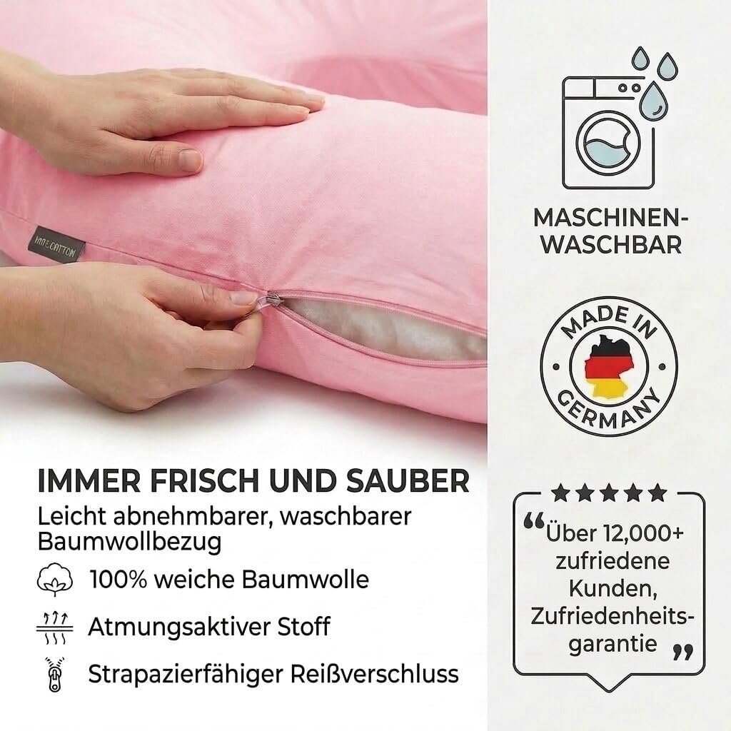 SMOOTHY® Schwangerschaftskissen 150x80cm, stützendes U-Form Stillkissen | Endlich durchschlafen, for