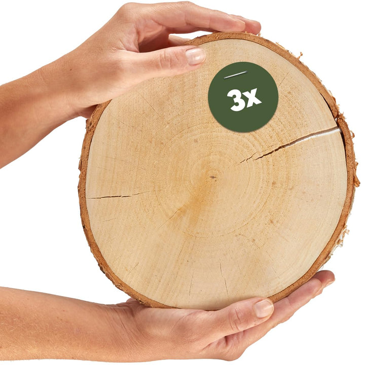 Grosse Holzscheiben in 20 cm (18-22cm) Durchmesser für DIY Basteln und Dekorieren - 3 Stück runde Bi