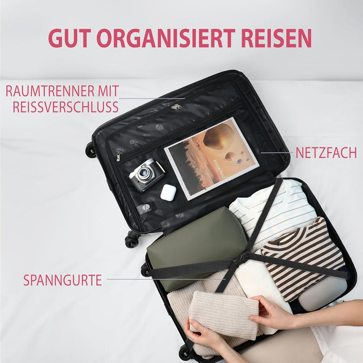 FERGÉ Premium Kofferset 3-teilig: 28", 24" & Handgepäck Koffer in einem Set, sehr robuste Reisekoffe
