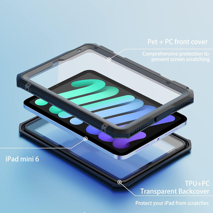RUEBCOAK wasserdichte Hülle für iPad Mini 6 2021 8.3 Zoll, Outdoor Ultradünn Full Sealed IP68 Underw