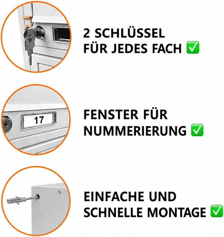 Mehrfamilienhaus 5er GDS Euro grau RAL 7035 Briefkastensysteme Briefkastenanlage Wandbriefkasten Pos