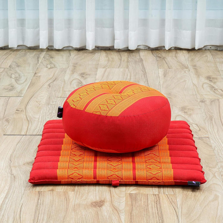 Leewadee Meditationsset Yogaset aus Meditationskissen Zafu und Kleiner rollbarer Sitzmatte Zabuton Ö