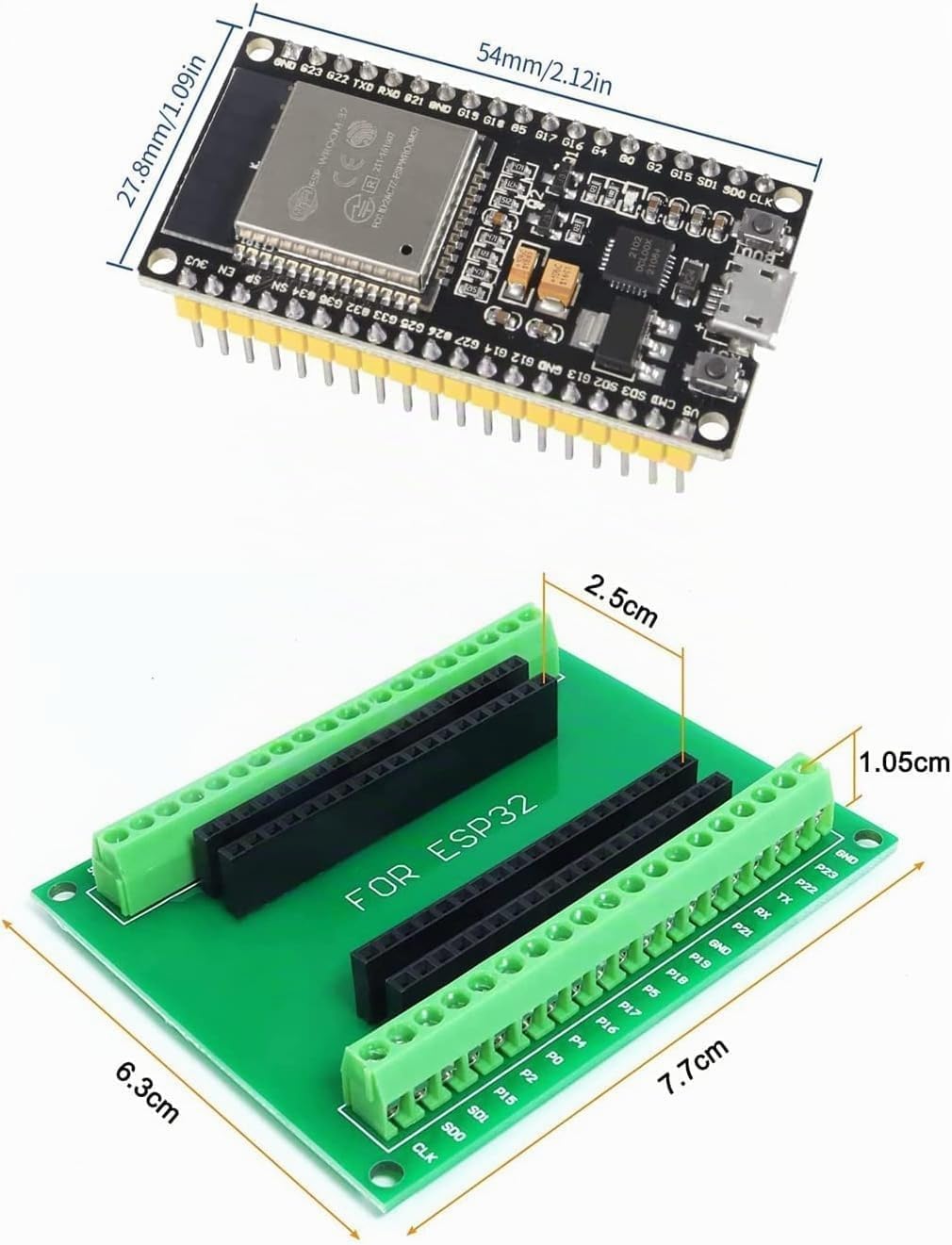 DUBEUYEW Entwicklungsboard 2,4 GHz Dual Core WLAN WiFi + Bluetooth 2-in-1 Mikrocontroller ESP-WROOM-
