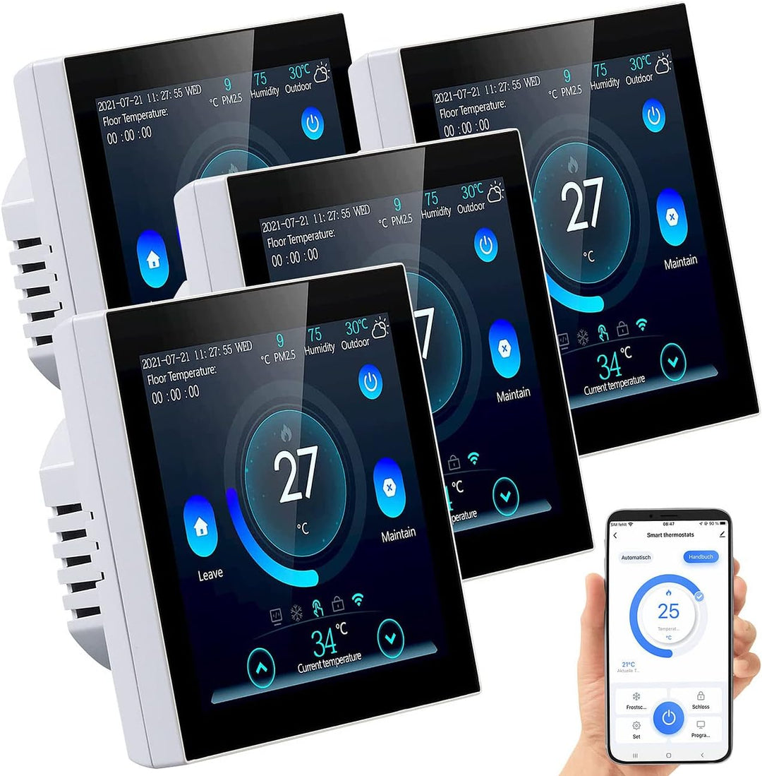 revolt Thermostat Fussboden: 4er-Set WLAN-Thermostate für Fussbodenheizungen, Touchdisplay (Fussbode