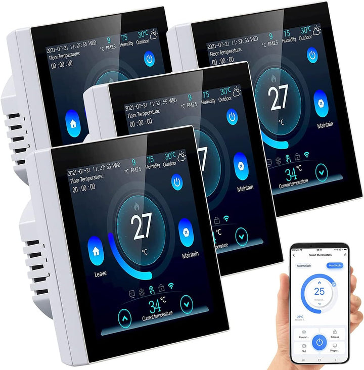 revolt Thermostat Fussboden: 4er-Set WLAN-Thermostate für Fussbodenheizungen, Touchdisplay (Fussbode