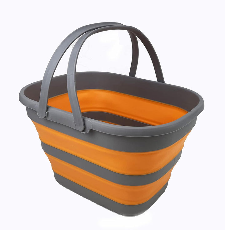 SAMMART 17L Faltbarer Korb mit Griff – Tragbarer Outdoor-Picknickkorb/Krater – Faltbare Einkaufstasc