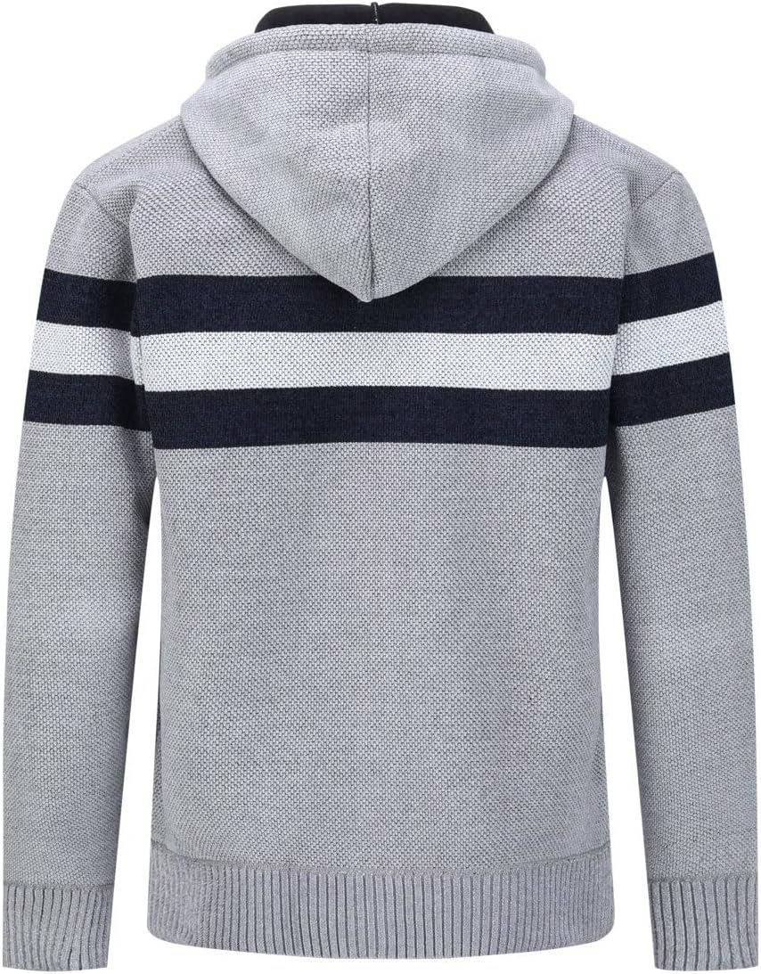 YOUTHUP Herren Strickjacke mit Kapuze Fleece Gefüttert Winter Cardigan Strick Fleecejacke Reissversc