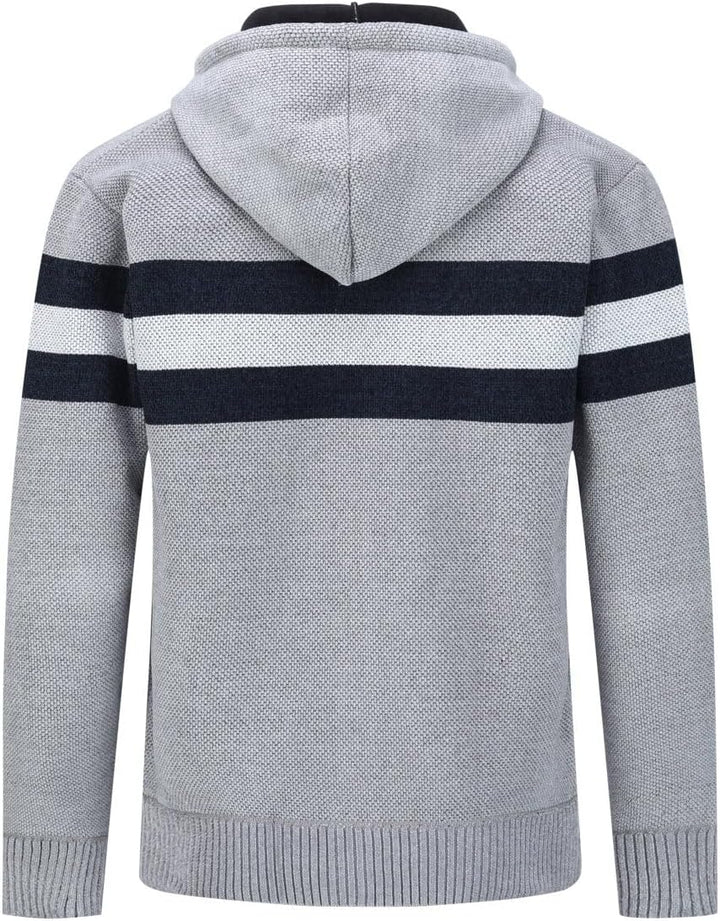 YOUTHUP Herren Strickjacke mit Kapuze Fleece Gefüttert Winter Cardigan Strick Fleecejacke Reissversc