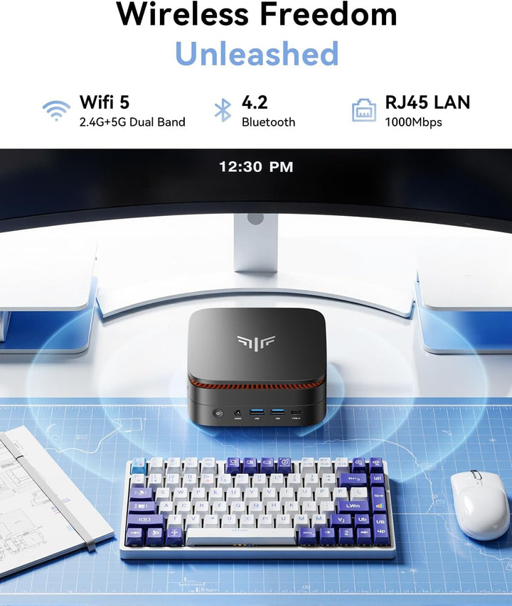 NiPoGi AK1PLUS Mini PC Ιntel Alder Lake Ν97(Bis zu 3,6GHz,4C/4T)16GB DDR4/1024GB M.2 SSD,Mini Comput