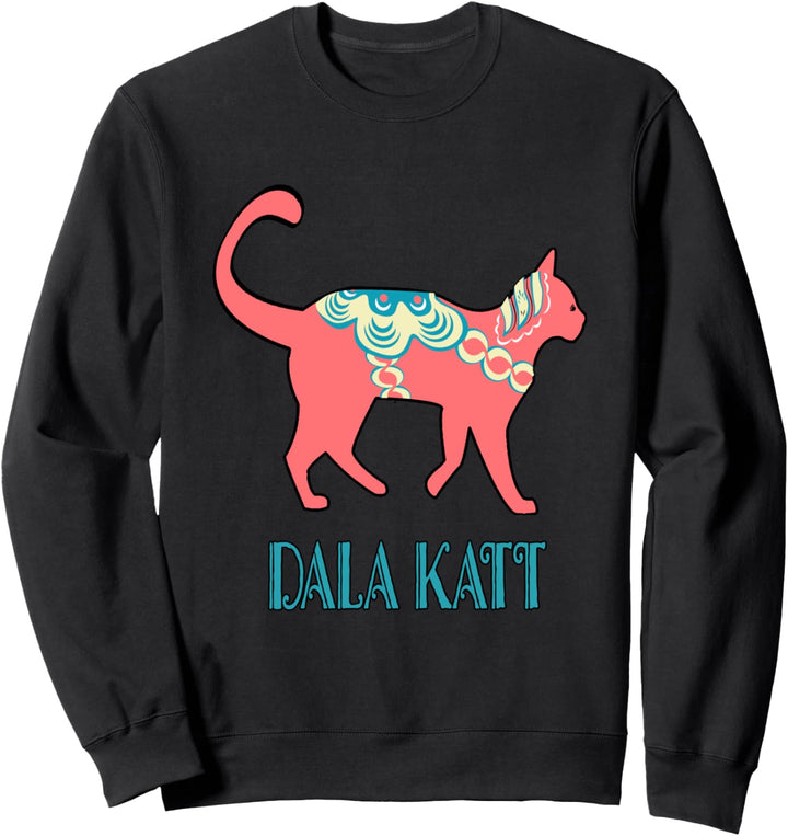 Schwedisches Dala Dalecarlian Horse Kitty Katt Katze Sweatshirt