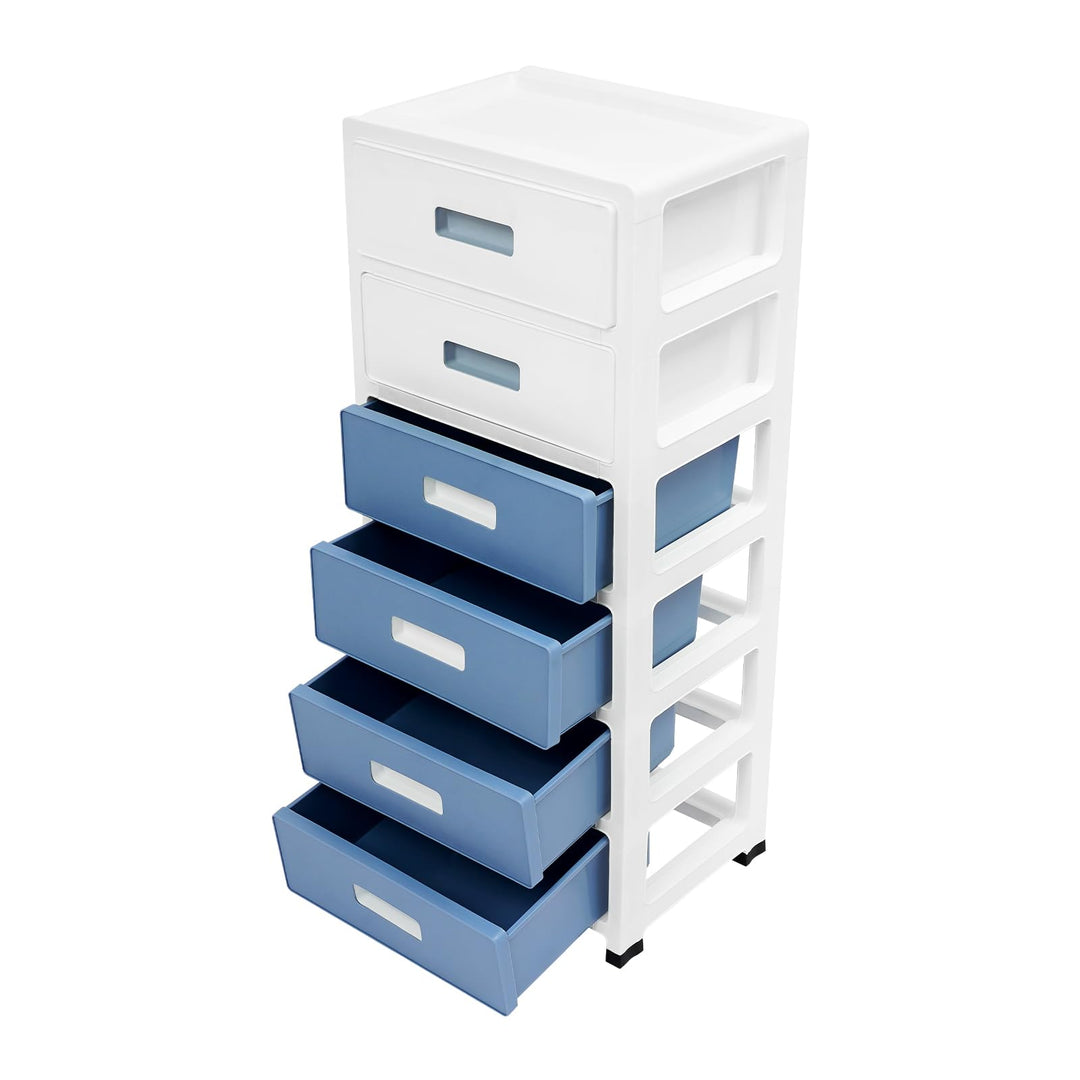 Schubladenbox aus Kunststoff mit 6 Schubladen und Rollen Rollcontainer Bürocontainer rollbar für Sch