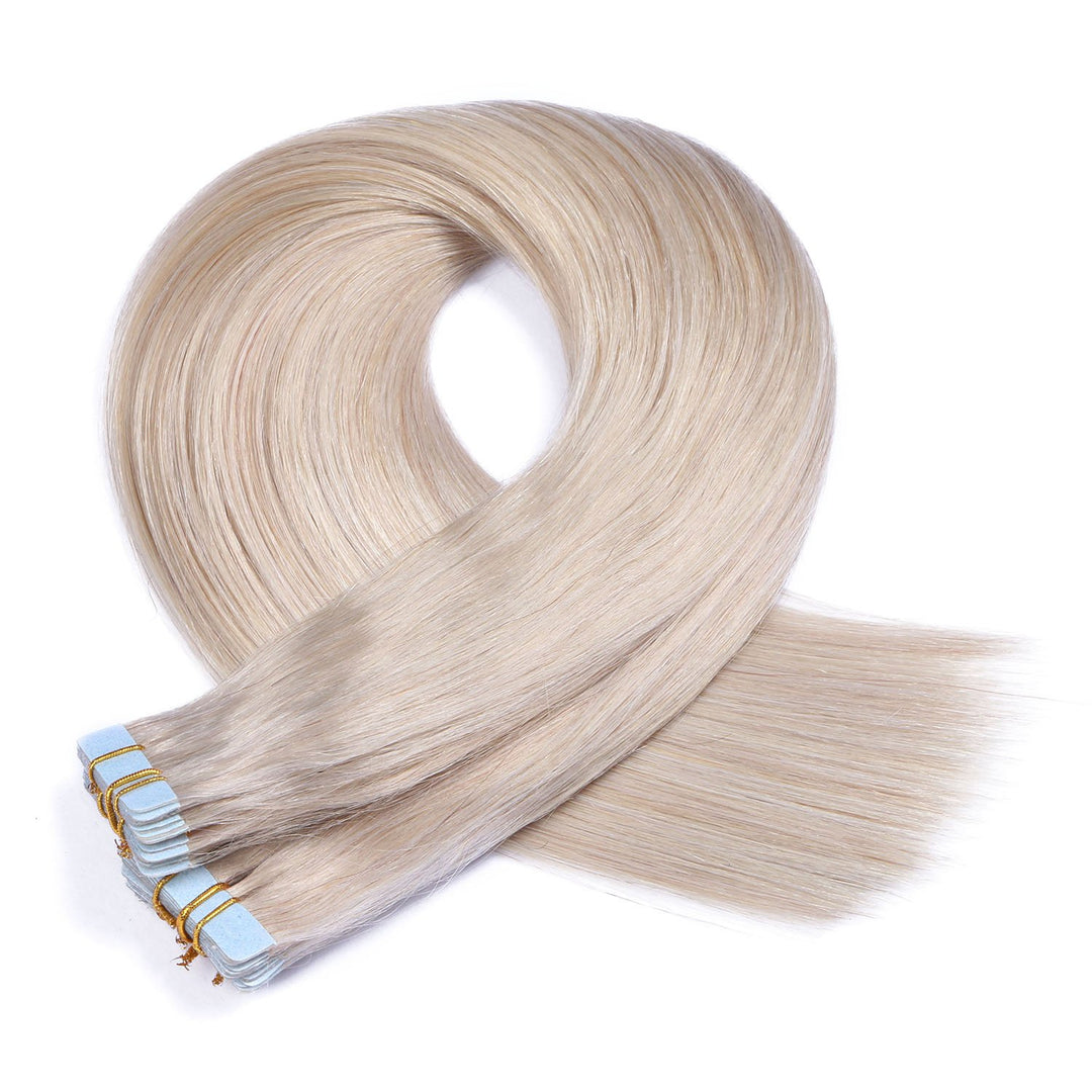Tape In - On Hair Extensions - # GRAU/GREY - 50cm - 40 Tressen je 4cm Breit / 2,5g - 100% Remy Echth