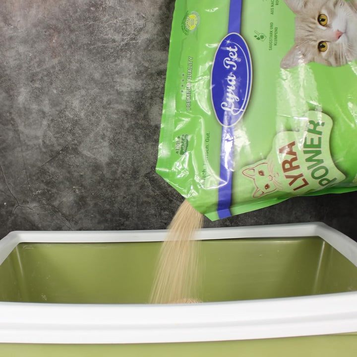 Lyra Pet® | 3 x 10 Liter Lyra Power Grasfaser Klump Katzenstreu + 2 Mäuse | Natürliche, biologisch a