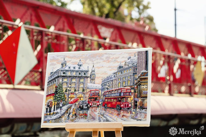 Merejka K-159 London Zählmuster Kreuzstichset, Baumwolle, mehrfarbig, 30x40 cm