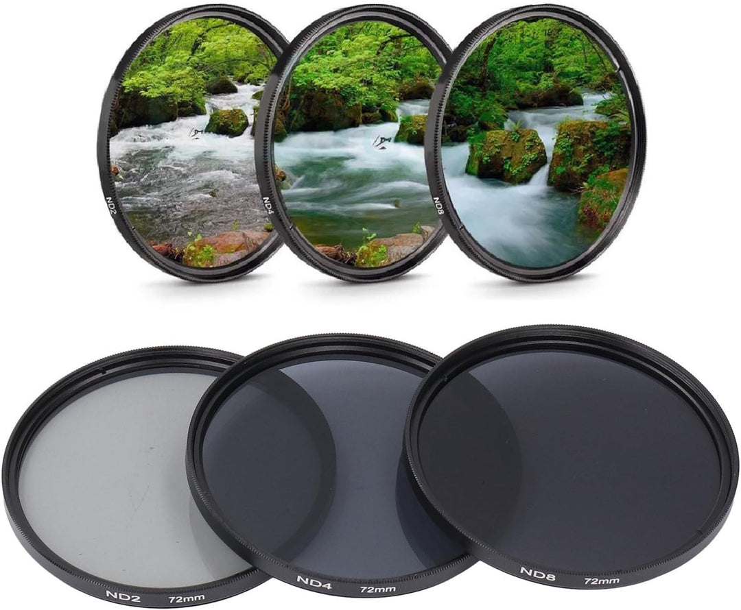 ND-Filterset, mit ND2-Filter, ND4-Filter und ND8-Filter, HD-Mehrschichtbeschichtung, Anti-Überbelich