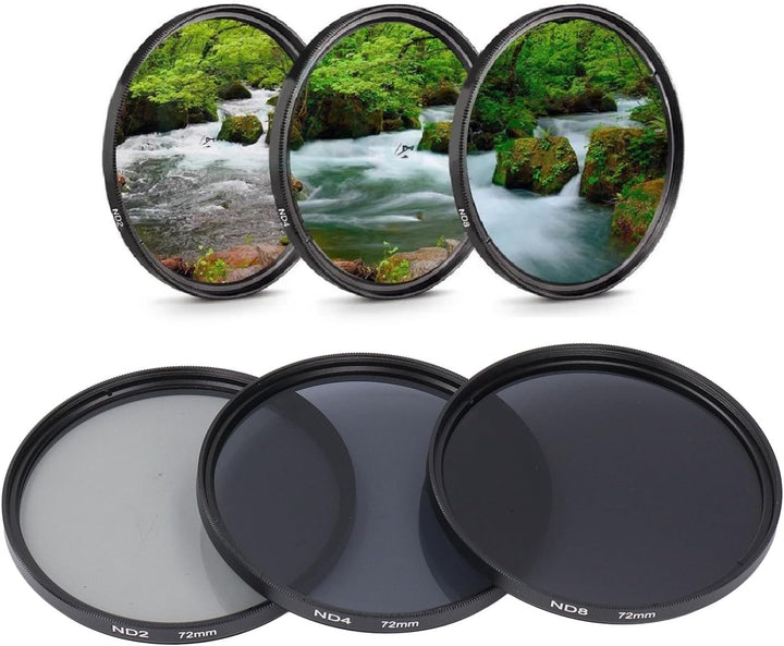 ND-Filterset, mit ND2-Filter, ND4-Filter und ND8-Filter, HD-Mehrschichtbeschichtung, Anti-Überbelich