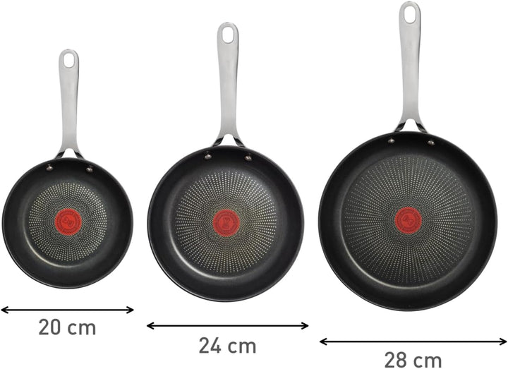 Jamie Oliver by Tefal Cook's Direct On Pfannenset 20/24/28 cm, Thermo-Signal bei idealer Brattempera