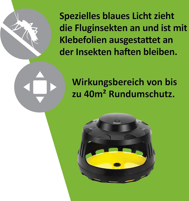 ISOTRONIC Fliegenfalle elektronisch mit Licht/Gelbfolie gegen Fliegen, Fruchtfliegen, Stechmücken, F