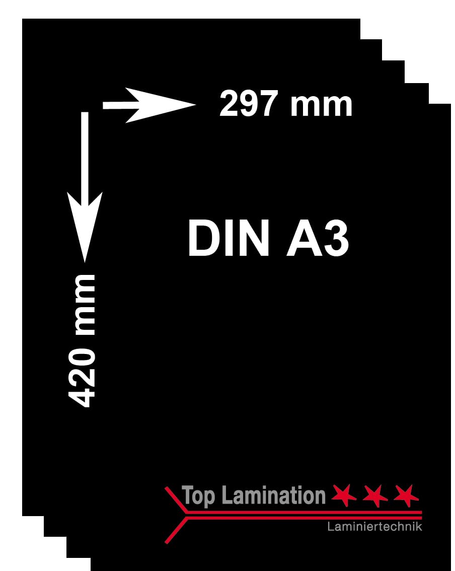 Top Lamination 100 Blatt DIN A3 (297x420mm) 250g/m² schwarzes Papier - Black Paper DIN A3 (297x420mm
