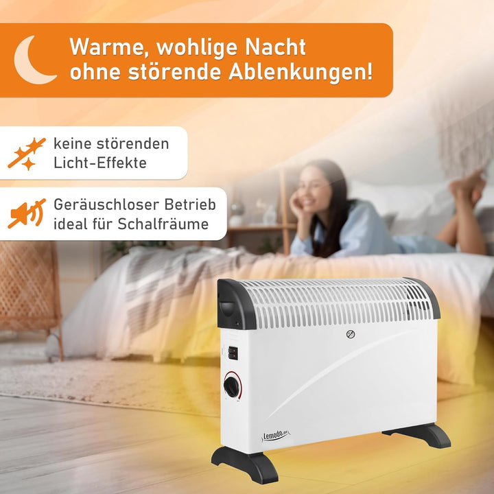 Lemodo, Konvektor Heizung elektrisch, 2000 W Elektroheizung mit 3 Leistungsstufen und Thermostat, ge