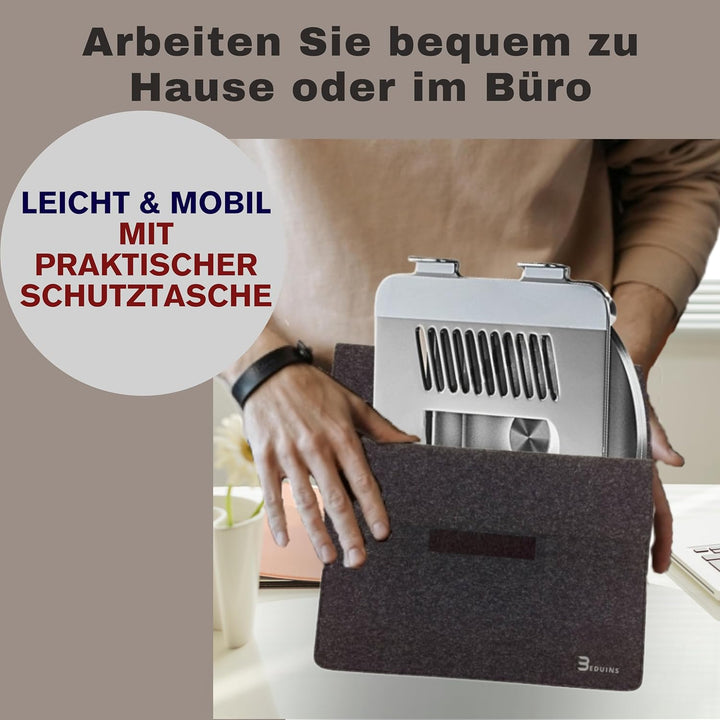BEDUINS Laptop Ständer höhenverstellbar - Komfort per Knopfdruck, 360° drehbare Halterung - Vertical