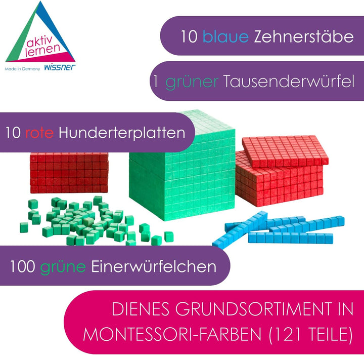 WISSNER R39578.M00 aktiv Lernen-Montessori Dienes Grundsortiment zum Dezimalrechnen 121 Teile-RE-Woo