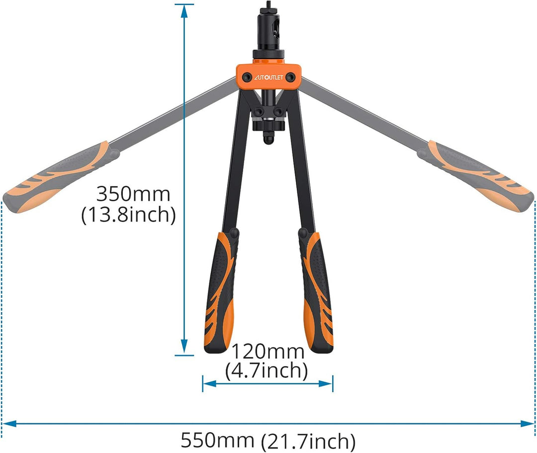 AUTOUTLET Nietmutternzange Set, 14" Profi Nietzangen Nietmutterzange mit 6 Austauschbare Dorne M3 M4