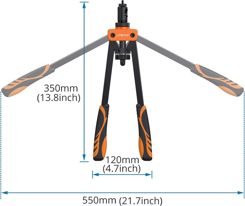 AUTOUTLET Nietmutternzange Set, 14" Profi Nietzangen Nietmutterzange mit 6 Austauschbare Dorne M3 M4