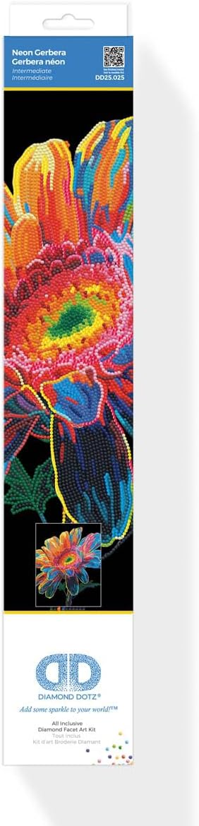 DIAMOND DOTZ 2594371 Original 5D Diamond Painting Set, Neon Gerbera, mit Neonfarben und Samt, DIY Di