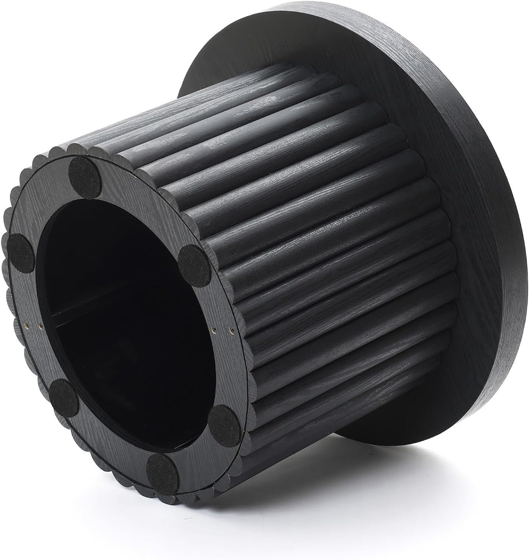 Couchtisch rund, Moderner Wohnzimmertisch in Holz, Kaffeetisch für Wohnzimmer (Schwarzer, Ø60 cm X H