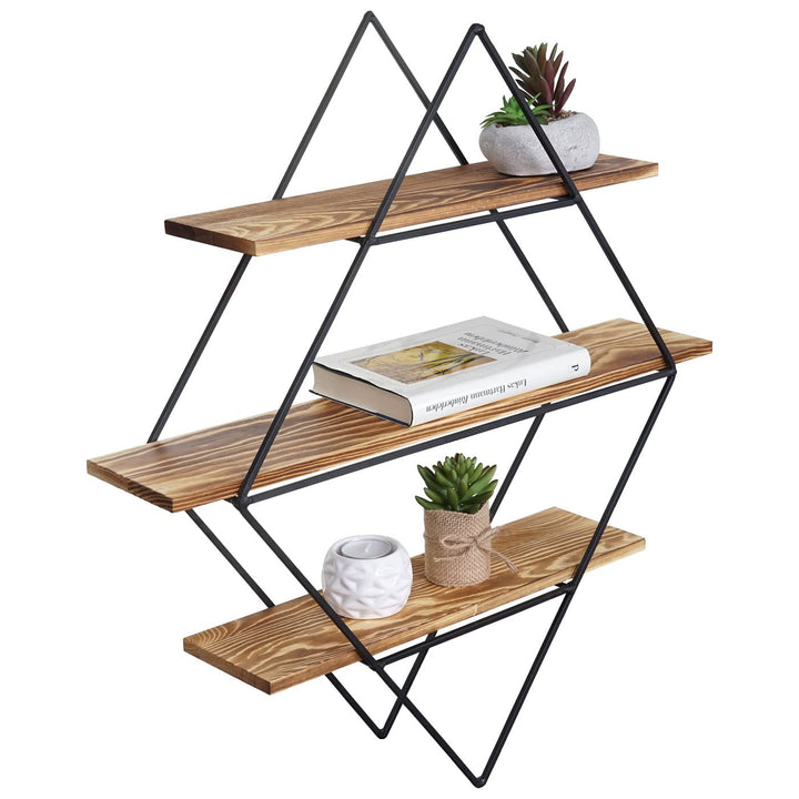 Mendler Wandregal HWC-A80, Hängeregal Regal, Industriedesign Echtholz 60x55x12cm - braun, Braun