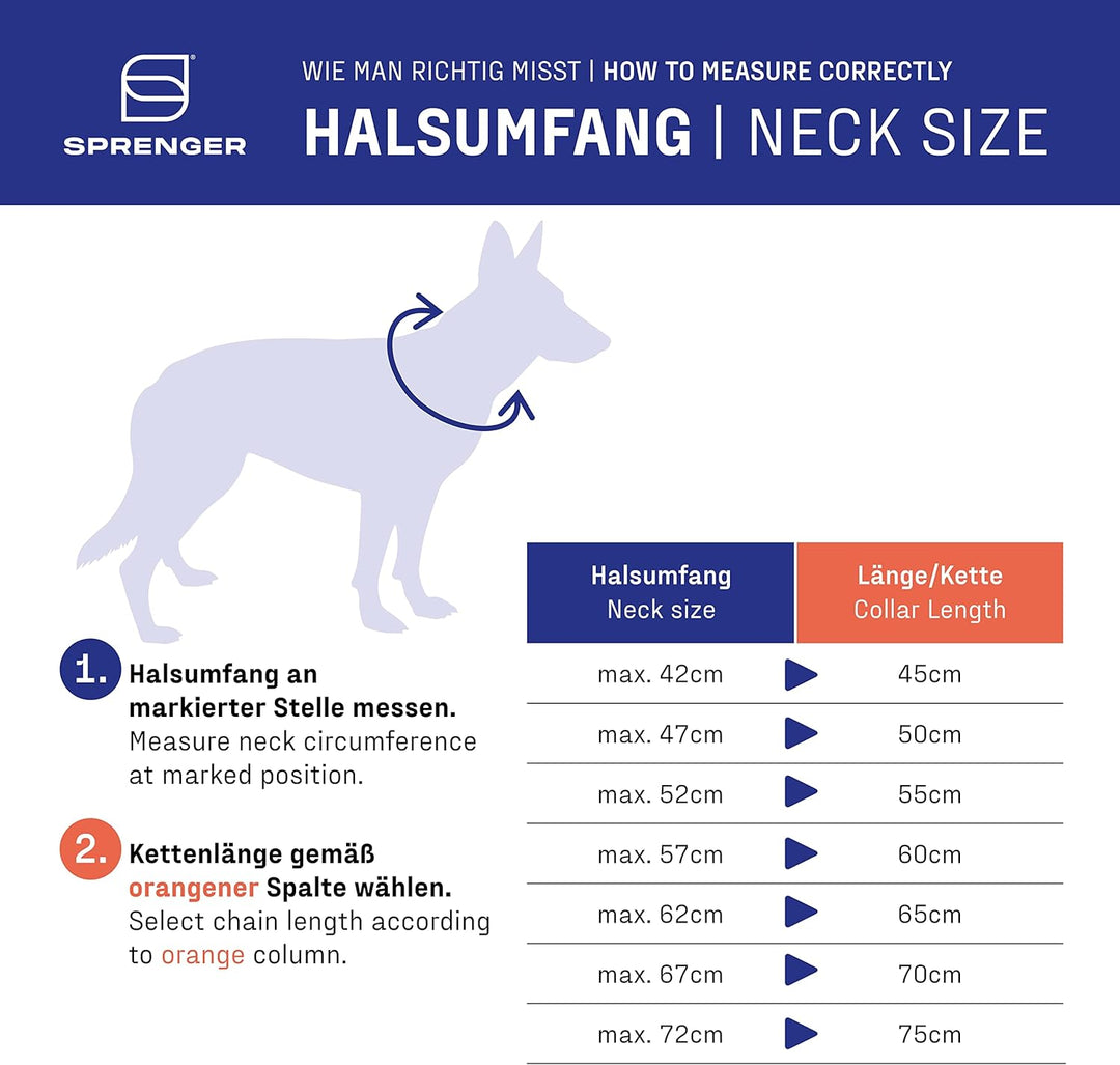 Sprenger Hundehalskette mit Sprenger Haken aus Edelstahl 3mm I Grösse individuell einstellbar I Hals