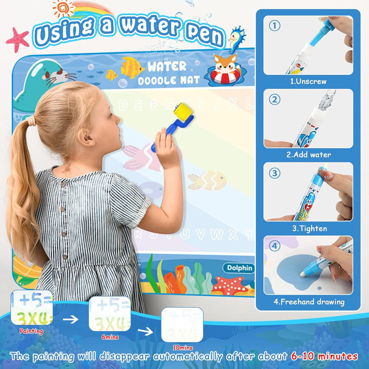 Wasser Doodle Matte,80 x 100 CM Magic Doodle Matte, Aqua Magic Doodle Malmatte,Wiederverwendbare Dra