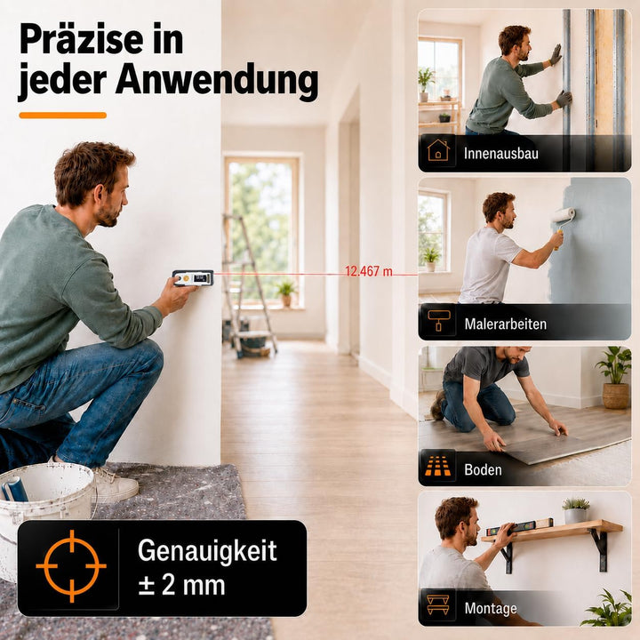Laser-Entfernungsmesser, DistanceCheck 25, mit Flächen- &amp; Volumenberechnung | Dauermessfunktion, Min