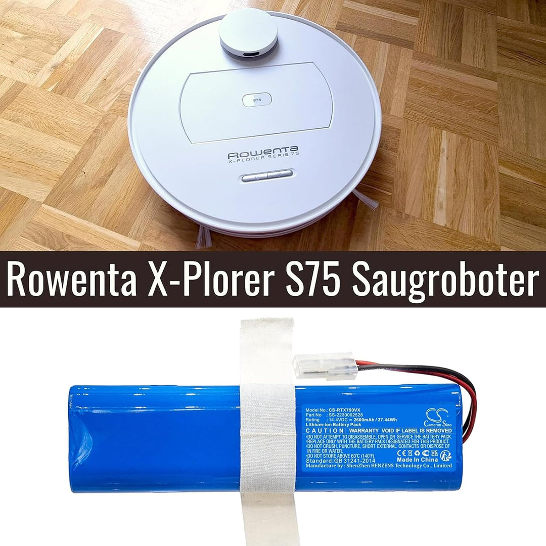 2600mAh / 37.44Wh Ersatzakku kompatibel mit 360 S6, S8, Rowenta X-Plorer 75, X-Plorer 75S+, X-Plorer