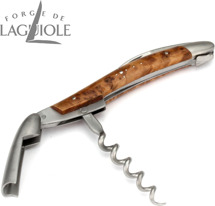 Forge de Laguiole Kellnermesser - Griff Thuja - Edelstahl matt - Weinöffner Sommelier Korkenzieher