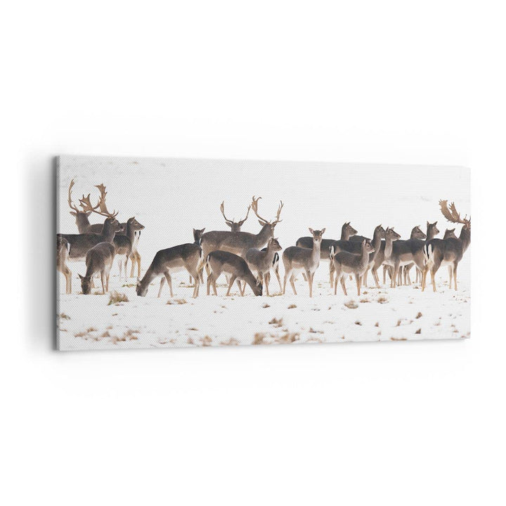 ARTTOR Wandbilder Dekoration Wohnzimmer Hirsch Winter Tierwelt Landschaft Bilder auf Leinwand 120x50