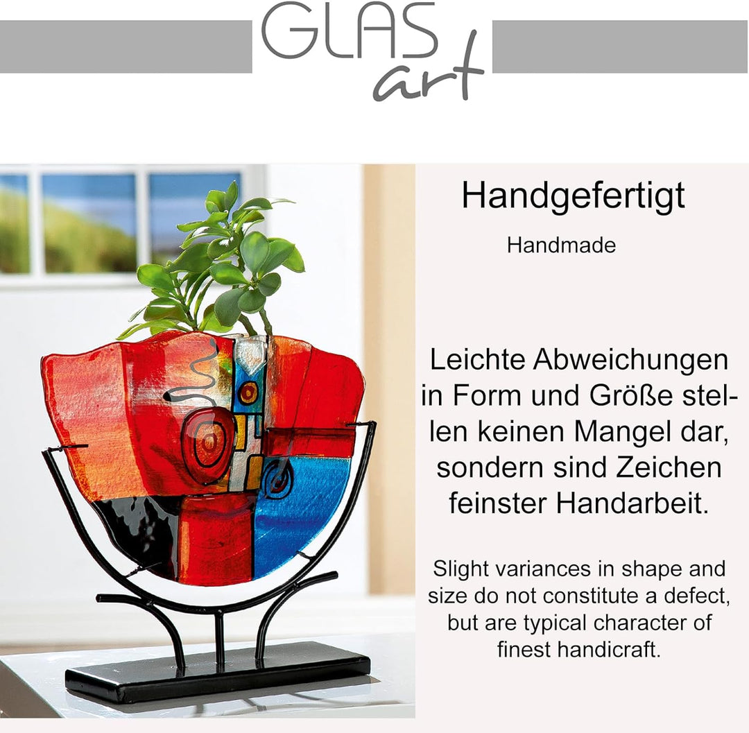 GILDE Glas Art Dekovase XL – Designer Deko abstrakte Vase Dekoobjekt – Home Design für Wohnzimmer Sc
