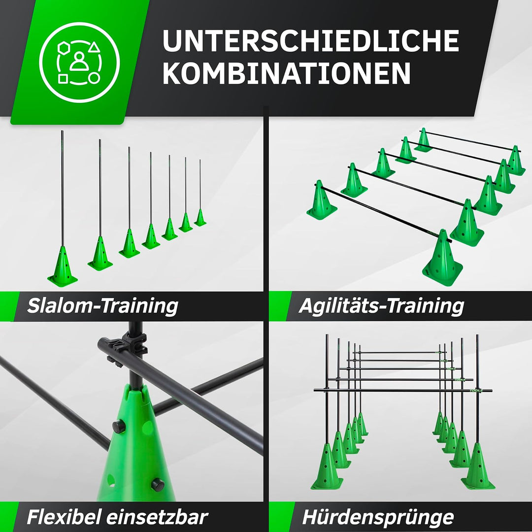 TOOLZ Agility-Training Set - Hürden, Slalomstangen und Kegel für Sport, Fitness, Koordinationstraini