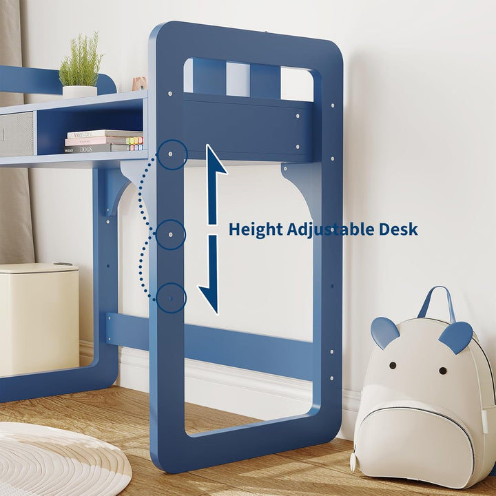 Kinderschreibtisch Mit Stuhl Set, Höhenverstellbarer Kindertisch Mit Stauraum, Ergonomischer MDF Hol