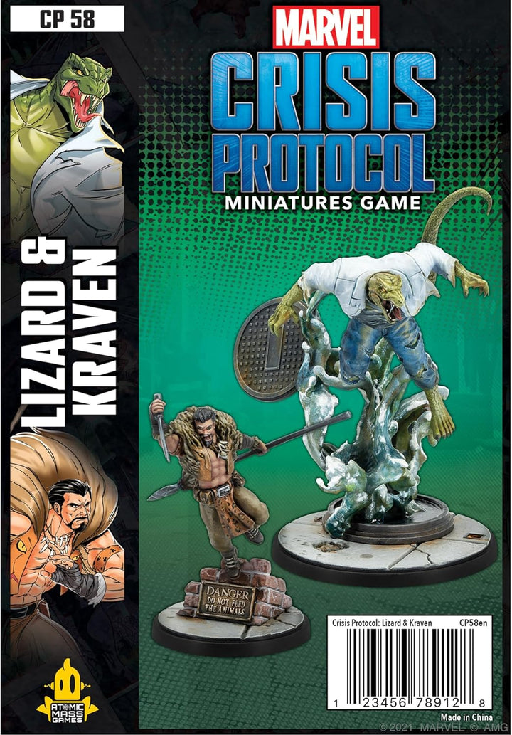 Atomic Mass Games , Marvel Crisis Protocol: Character Pack: Lizard & Kraven, Miniatures Game, Ages 1