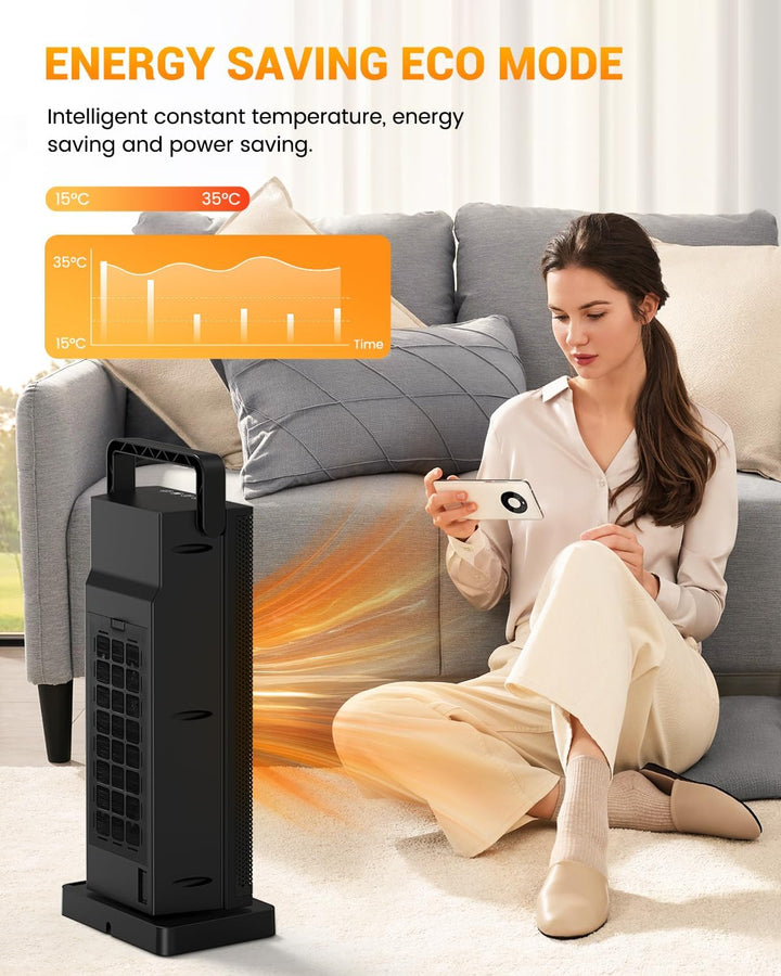 Heizlüfter Energiesparend, 1500W 3 Heizmodi Keramik Elektrische Heizung, 70° oszillierend, Berhitzun